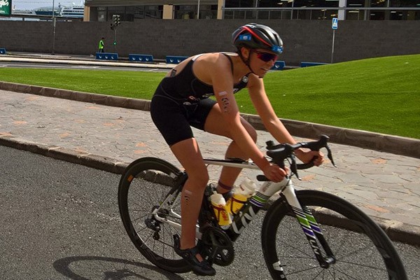 Team Tredz Rider Fenella testing out the bike on the corners